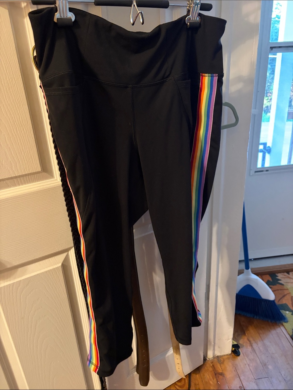 Lane Bryant Livi Active Black Leggings with Rainbow Side Stripes size 18/20